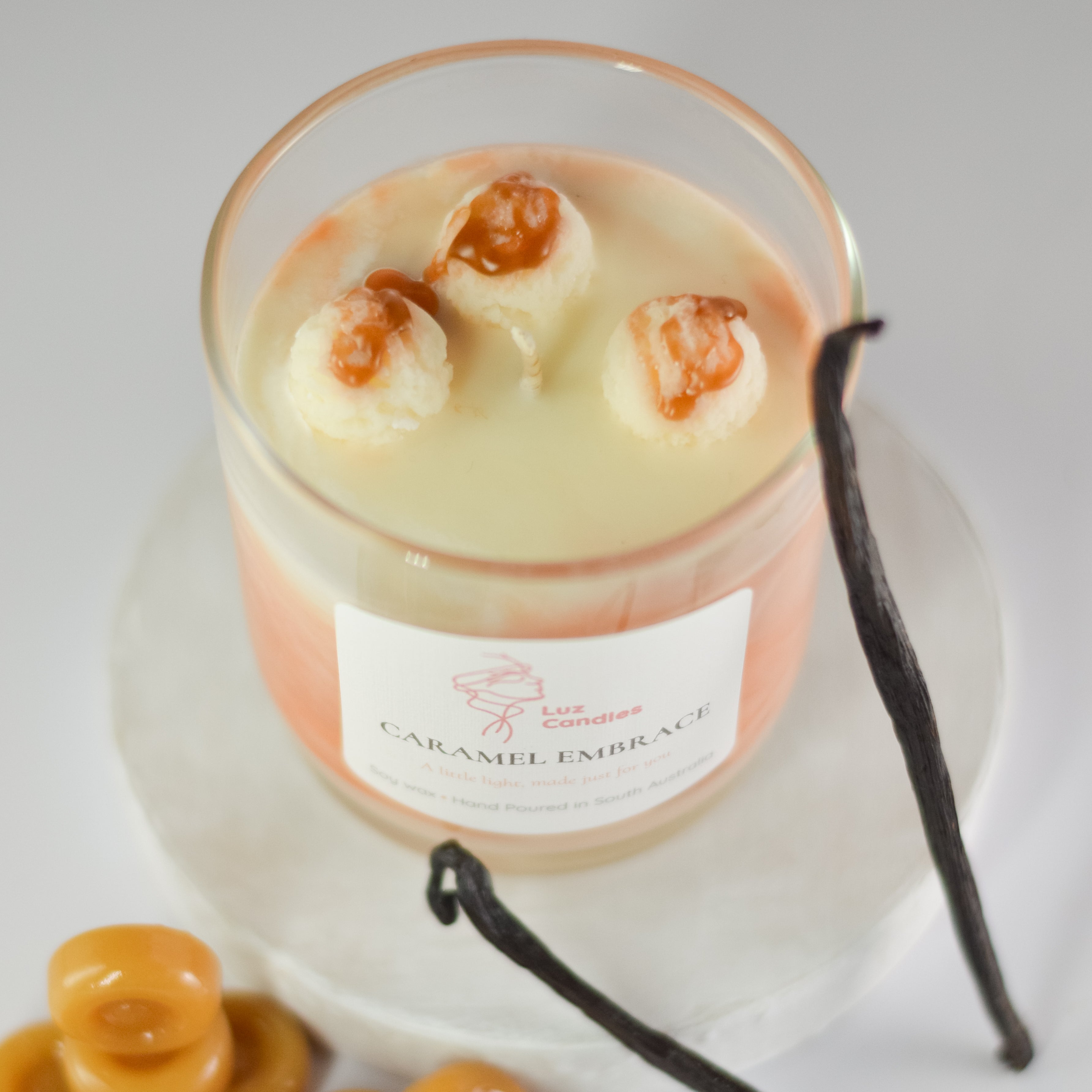 Caramel Embrace - Caramel and Vanilla Soy Wax Candle