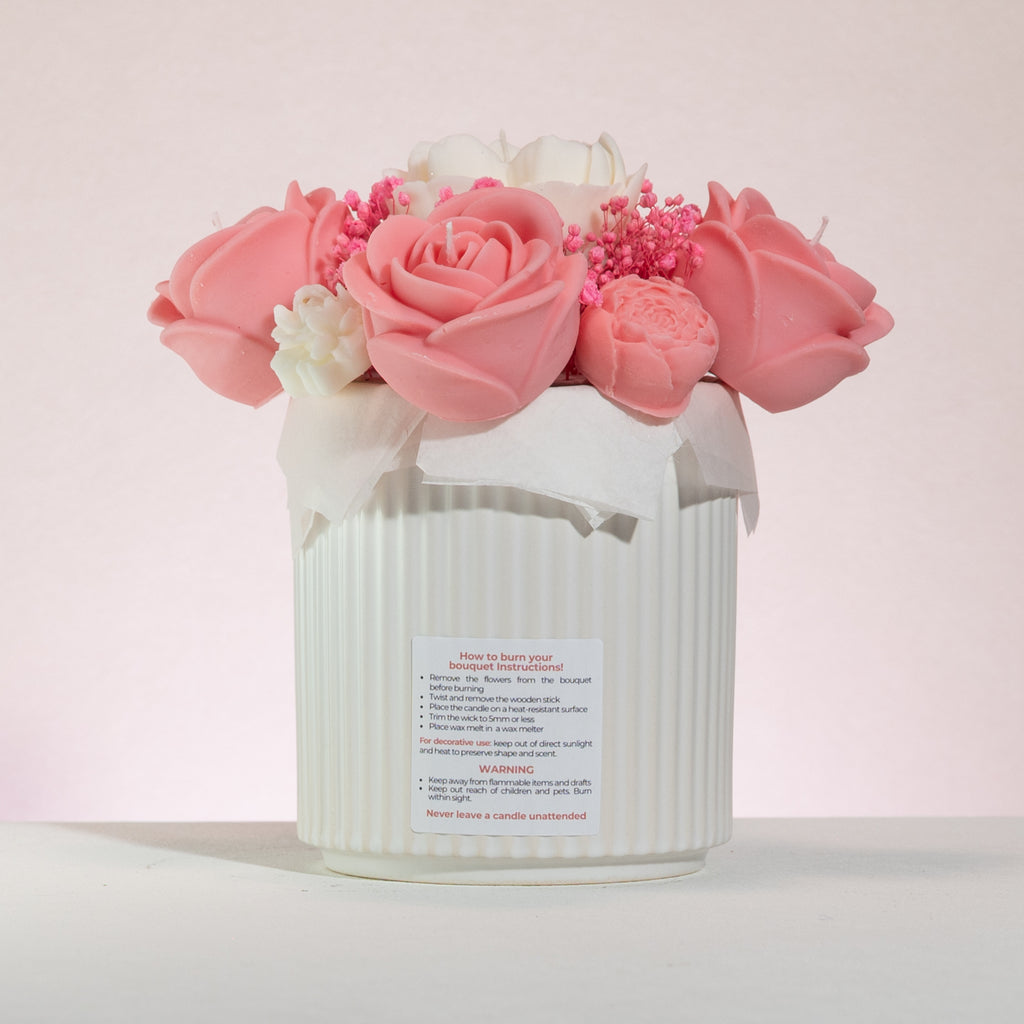 Luz Candles Au - Rose Candle Bouquet – Blush Romance Candle bouquet - back view