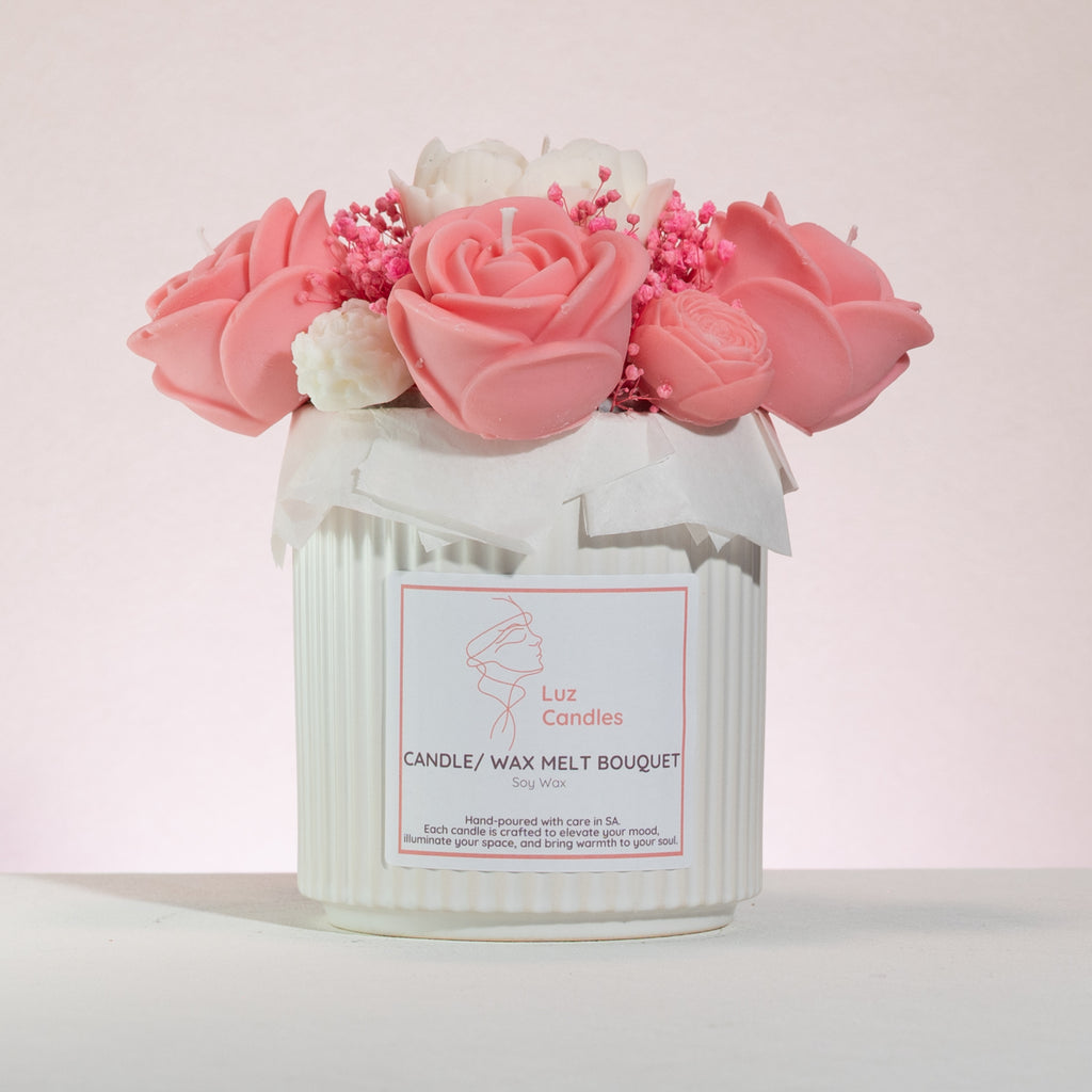 Luz Candles Au - Rose Candle Bouquet – Blush Romance Candle bouquet - front view