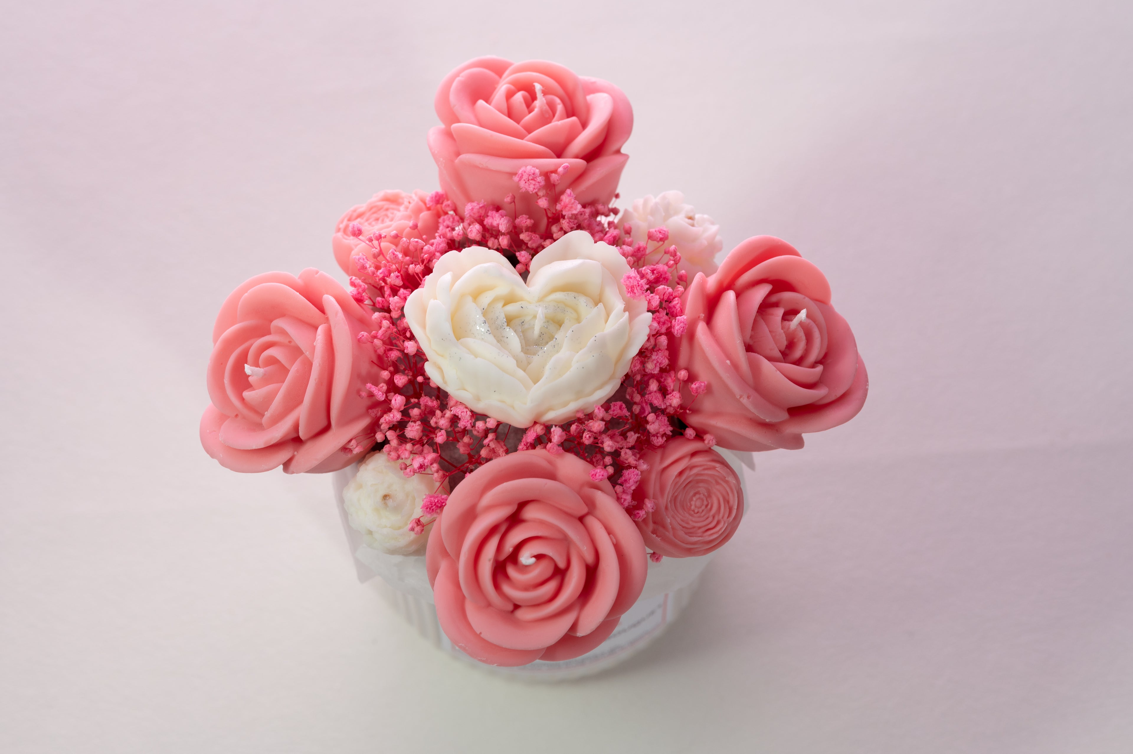Luz Candles Au - Rose Candle Bouquet – Blush Romance Candle bouquet - top view