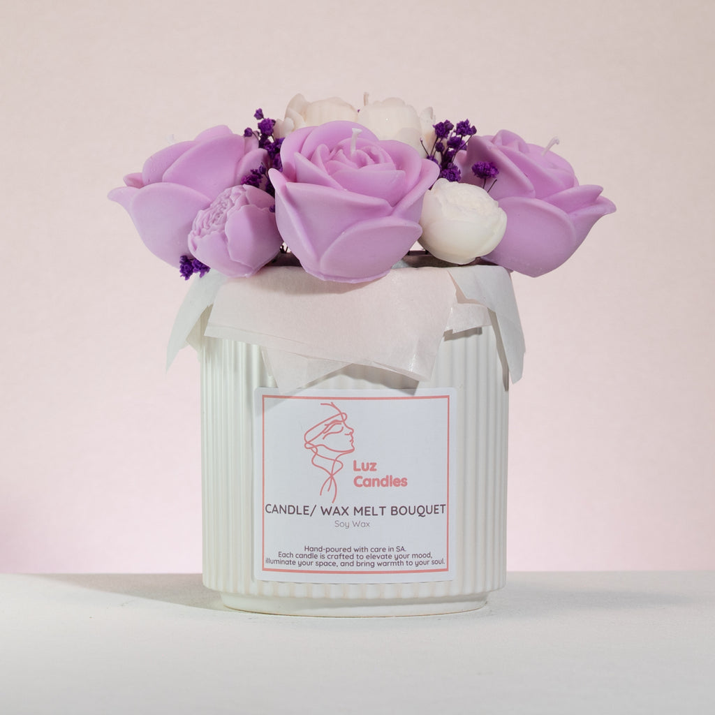 Luz Candles Au - Rose Candle Bouquet – Blush Romance Candle bouquet - front view
