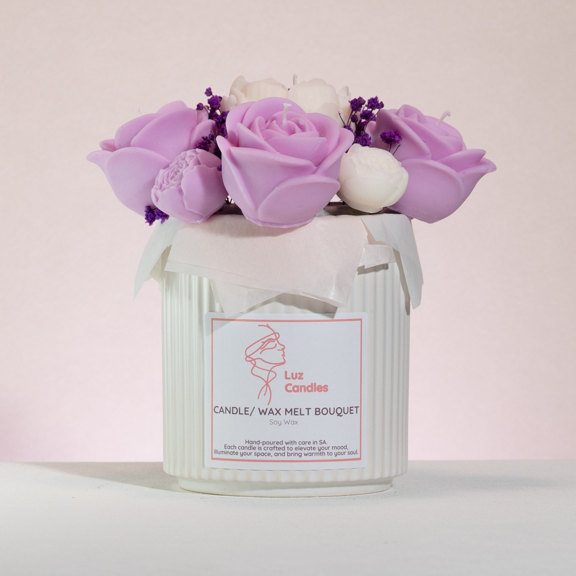 Luz Candles Au - Rose Candle Bouquet – Blush Romance Candle bouquet - front view