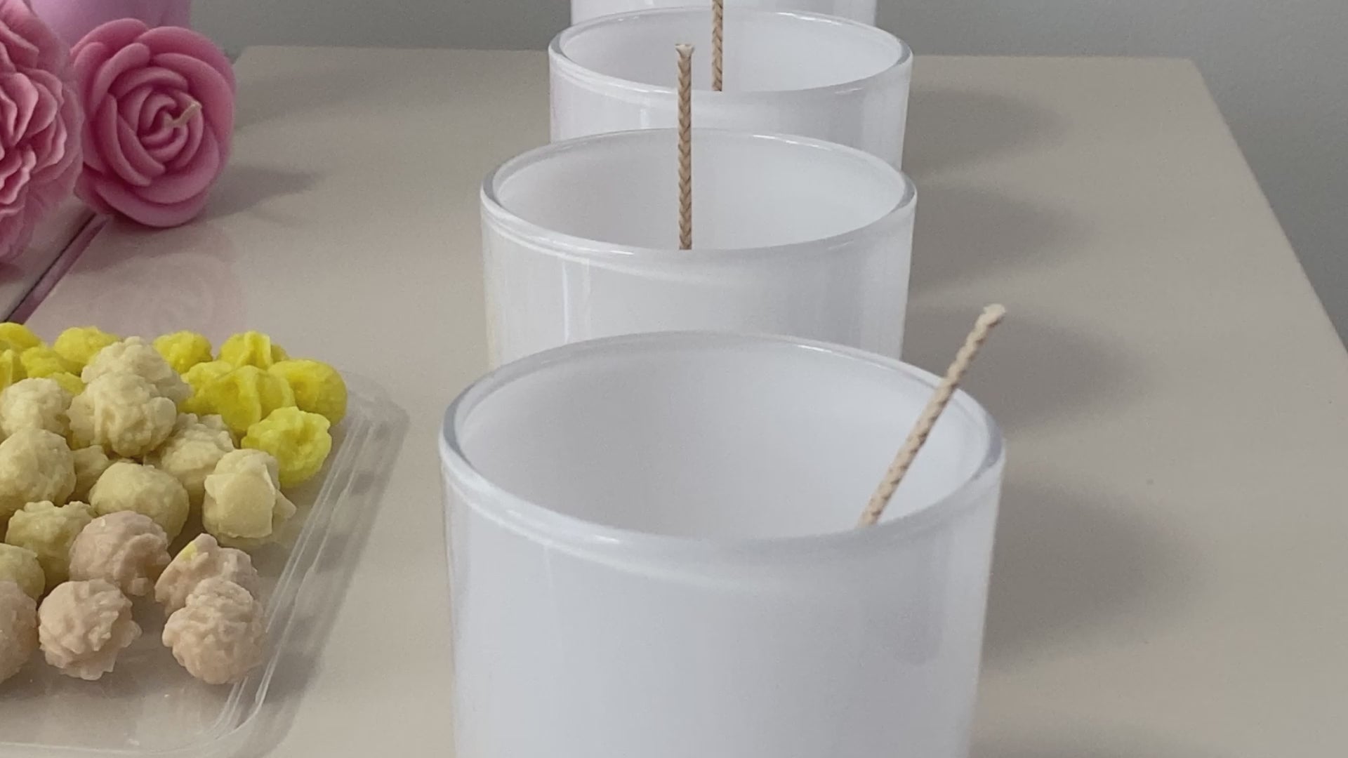 Video pouring a candle container