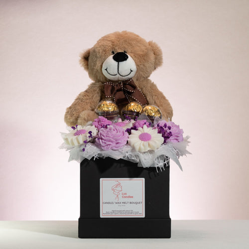 Luz Candles Au - Soft Love Candle Bouquet – Brown Teddy Bear - front view 1